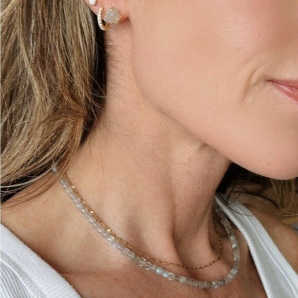 Labradorite Gemstone Necklace Gold Toggle Clasp Removable Pearl Healing jewelry - Picture 13 of 14